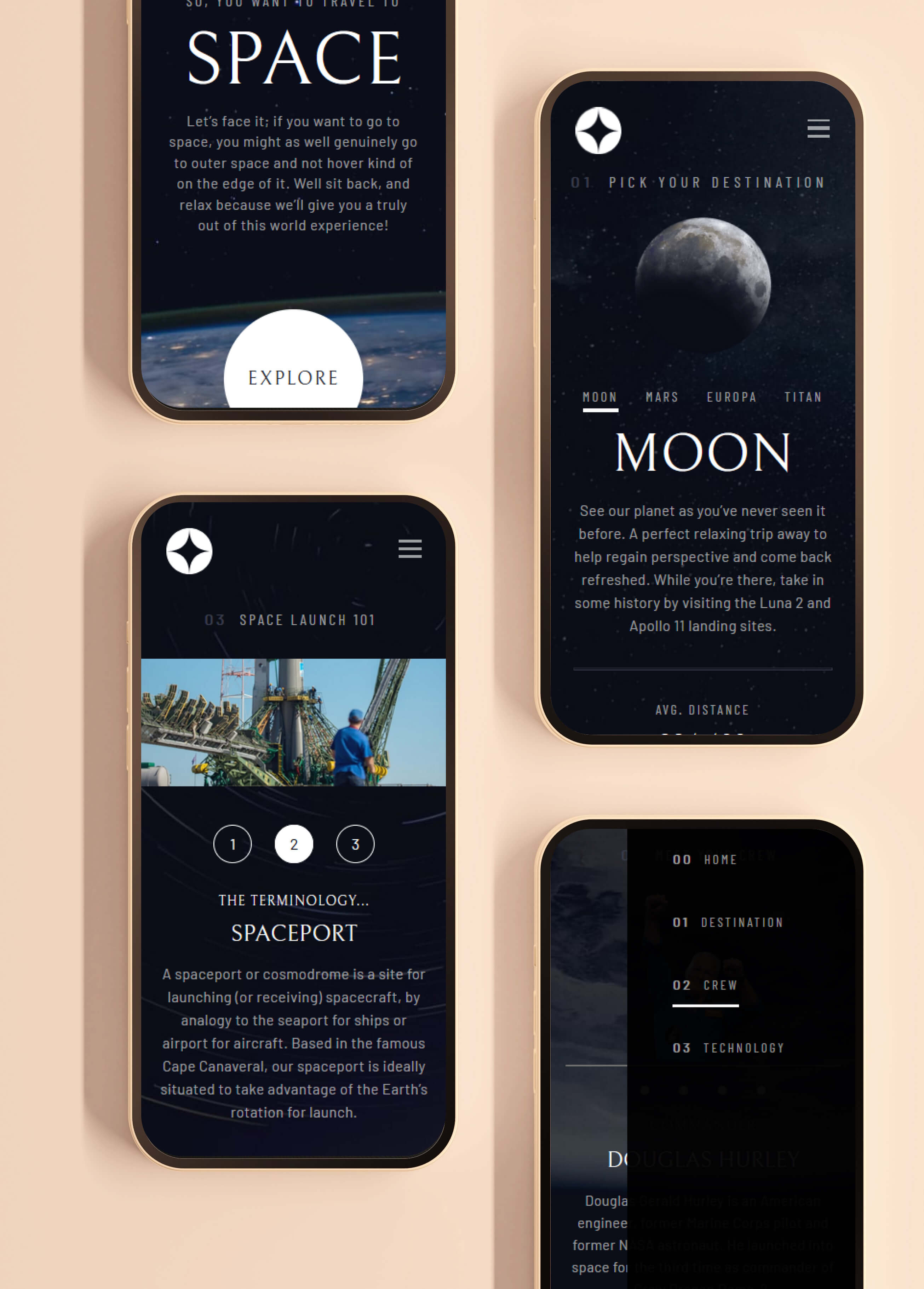 Space website - mobile device